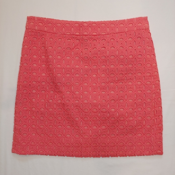 J. Crew Coral Eyelet Pattern Fitted Mini Skirt - Picture 2 of 5